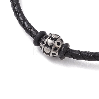 Braided Leather Cord Bracelets BJEW-JB11387-02-1