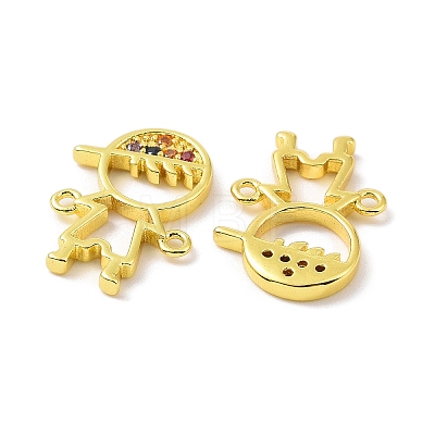 Real 18K Gold Plated Brass Micro Pave Cubic Zirconia Connector Charms KK-L209-058G-02-1