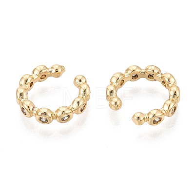 Brass Pave Cubic Zirconia Cuff Earrings EJEW-T049-03B-G-1