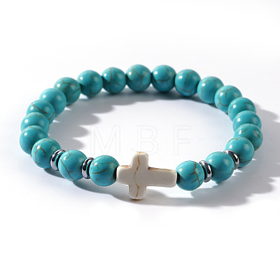 Natural Turquoise Beads Stretch Bracelets for Women Men QT3282-1-1