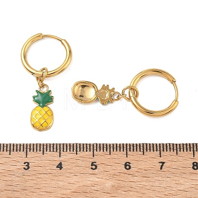 Fruit 304 Stainless Steel Enamel Hoop Dangle Earrings EJEW-T059-01B-1