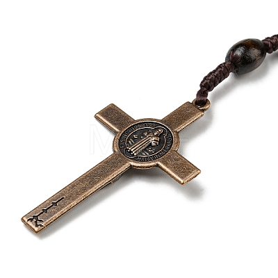 Alloy Religion Crucifix Cross Pendant Necklaces NJEW-E096-01R-02-1