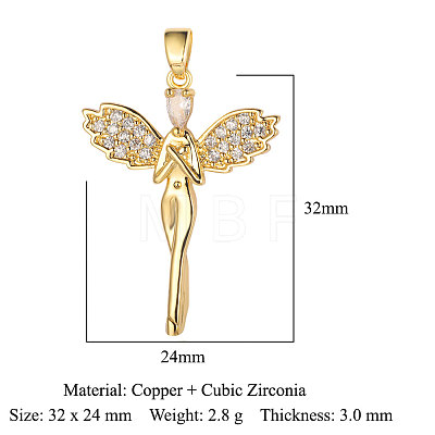 3Pcs Brass Micro Pave Cubic Zirconia Pendants ZIRC-OY001-58G-1