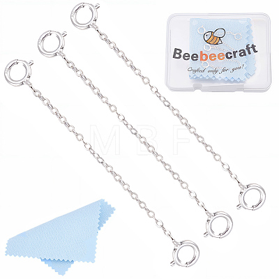 3Pcs Sterling Silver Chain Extender STER-BBC0009-70A-1