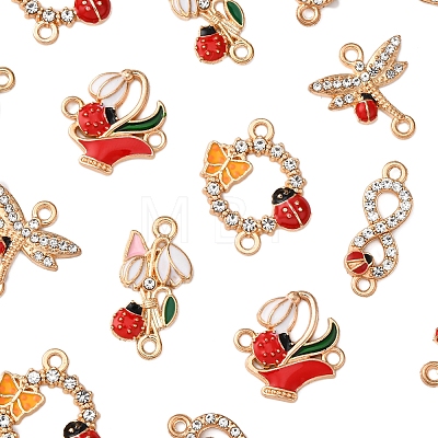 24Pcs 6 Styles Alloy Enamel Links Connector Charms ENAM-FS0002-91-1