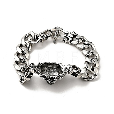 Men's Alloy Tiger Head Link Bracelet with Curb Chains BJEW-A129-07AS-1