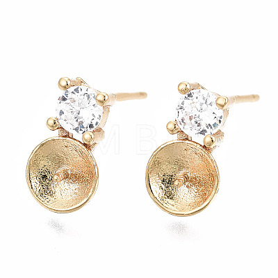 Brass Micro Pave Clear Cubic Zirconia Stud Earring Findings X-KK-T056-122G-NF-1