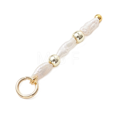 Natural Baroque Keshi Pearl & Electroplate Synthetic Non-magnetic Hematite Beaded Pendants PALLOY-JF05012-01-1