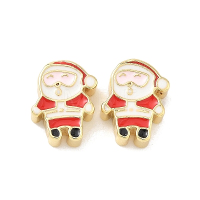 Christmas Brass Enamel Beads KK-I474-G28-1