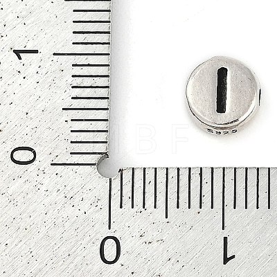 925 Sterling Silver Flat Round with Letter Beads STER-G044-01AS-I-1