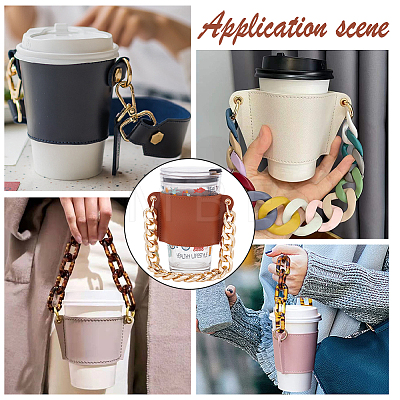 PU Leather Heat Resistant Reusable Cup Sleeve AJEW-WH0326-39A-1