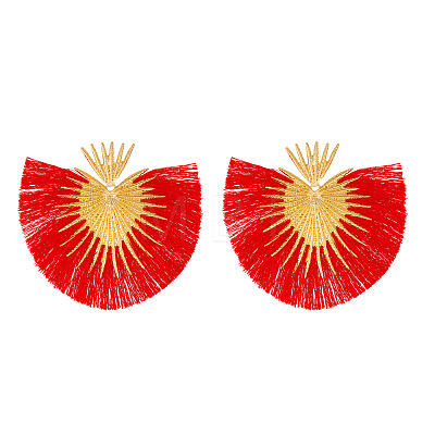 Fan Tassel Geometric Alloy Stud Earrings WH-WGFAF47-03-1