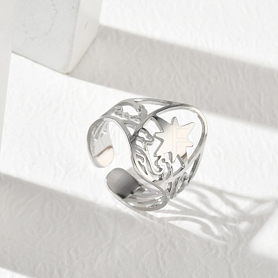 304 Stainless Steel Cuff Open Rings for Women RJEW-F218-01P-1
