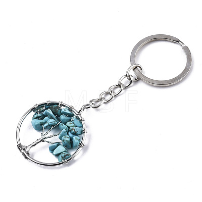 Natural Howlite Chips Chakra Keychain G-N0326-003E-1