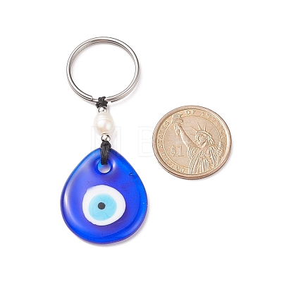 Handmade Lampwork Blue Evil Eye Keychain Key Ring KEYC-JKC00385-01-1