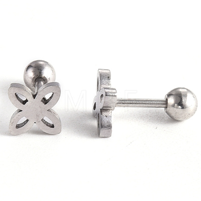 201 Stainless Steel Flower Barbell Cartilage Earrings EJEW-R147-29-1