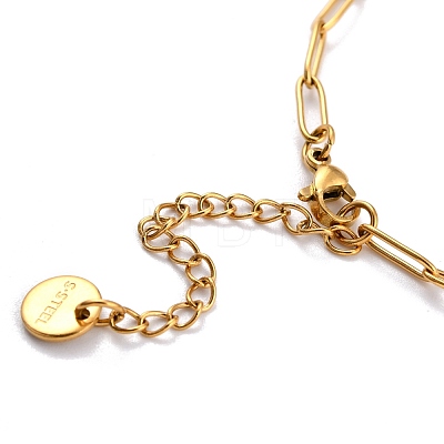Brass Enamel Evil Eye Link Chain Necklaces NJEW-P256-02-1