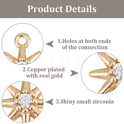 GOMAKERER 20Pcs Brass Pave Clear Cubic Zirconia Connector Charms KK-GO0001-67-1