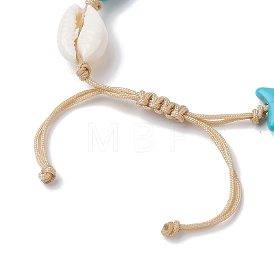 Natural Shell & Synthetic Turquoise Braided Bead Bracelets AJEW-AN00562-03-1