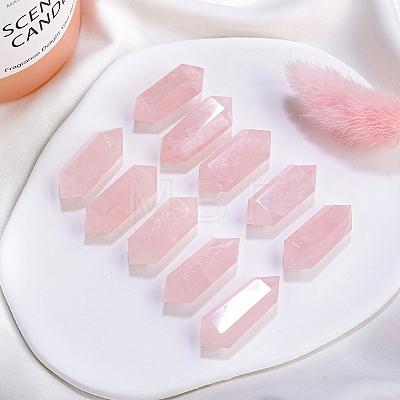 Double Point Tower Natural Rose Quartz Healing Stone Wands PW-WG90298-02-1