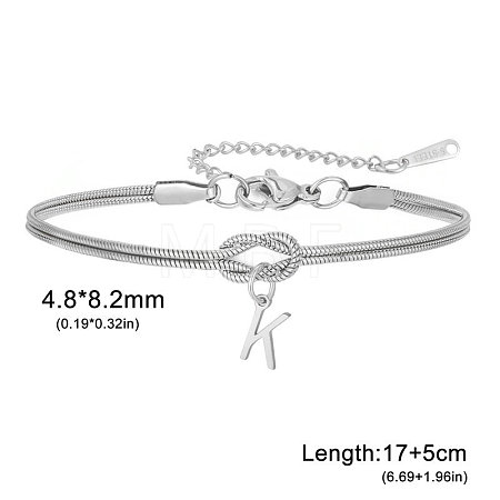 304 Stainless Steel Initial Charm Bracelets FS-WGD8E41-27-1