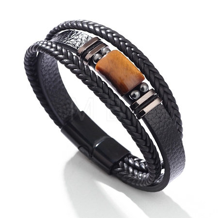 Natural Tiger Eye Beads Bangles PW-WG9293D-02-1