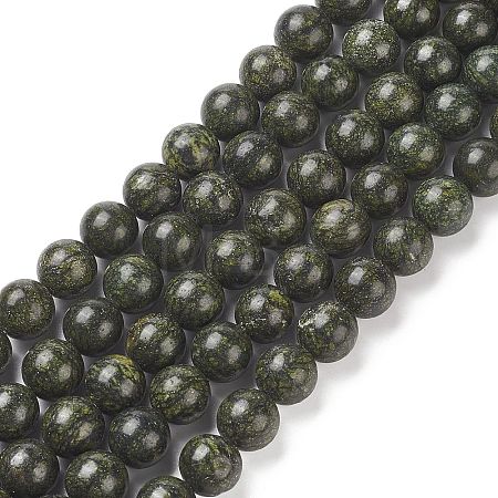 Natural Serpentine/Green Lace Stone Beads Strands G-S259-15-10mm-1-1
