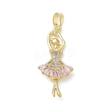 Brass Micro Pave Pink Cubic Zirconia Pendants LS-CU-CBA5CBE-01G-1