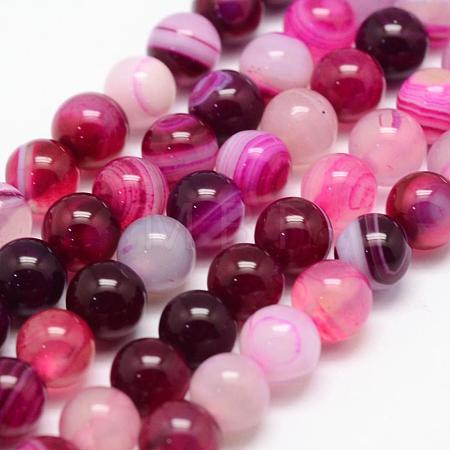 Natural Striped Agate/Banded Agate Bead Strands X-G-K155-A-6mm-02-1