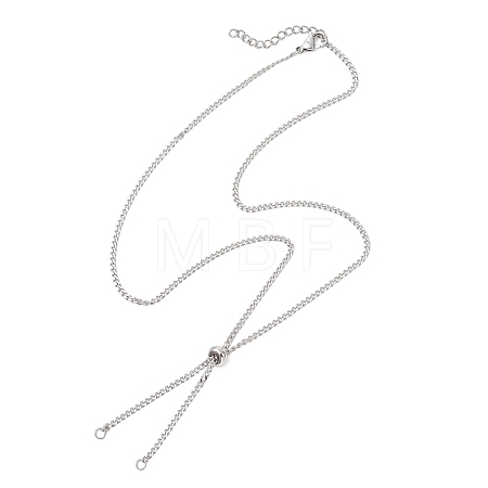 304 Stainless Steel Twisted Chain Curb Chain Slider Necklaces Making AJEW-JB01489-1