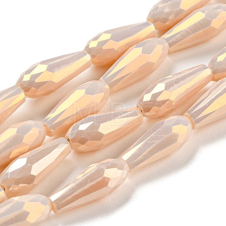 Electroplated Opaque Glass Beads Strands EGLA-L015-FR-B25-01-1