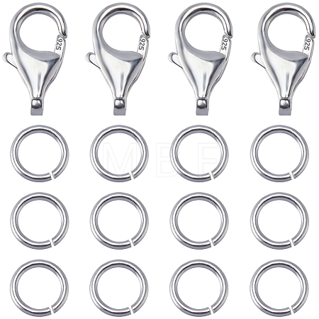4Pcs 925 Sterling Silver Lobster Claw Clasps & 20Pcs Open Jump Rings STER-BBC0006-23-1