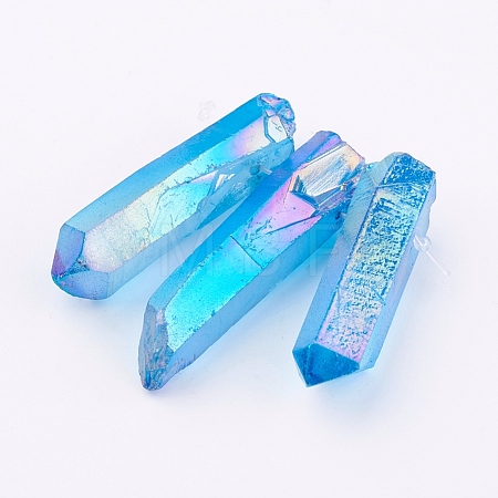 Electroplated Natural Quartz Crystal Graduated Beads Strands G-P315-A09-1