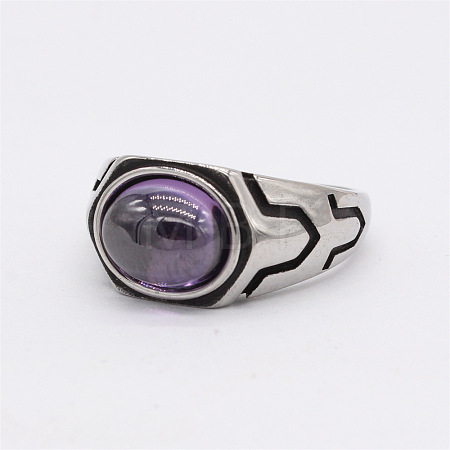 316L Surgical Stainless Steel and Synthetic Gemstone Finger Rings for Men FS-WG3E90C-31-1