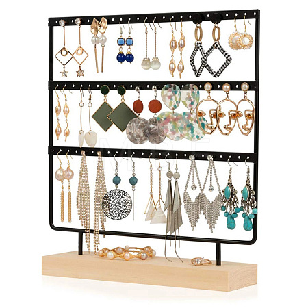 Triple Levels Rectangle Iron Earring Display Stand CON-PW0001-151B-02-1