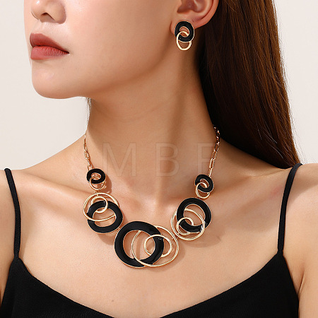 Alloy Enamel Pendant Necklaces & Stud Dangle Earrings Sets FS-WG52143-01-1