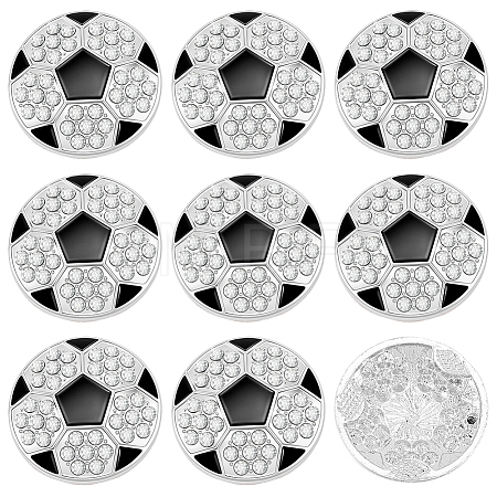 10Pcs Sports Balls Alloy Rhinestone Cabochons FIND-SC0023-42-1