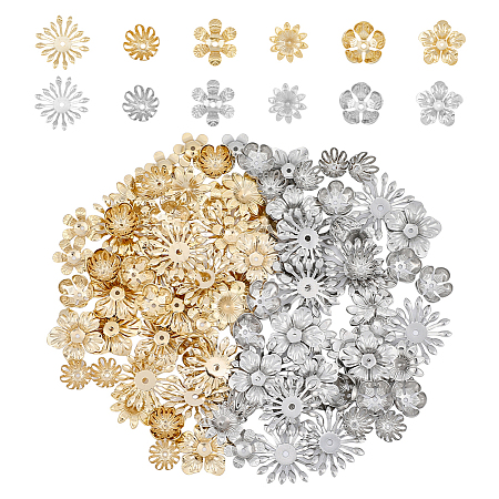 120Pcs 12 Styles 304 Stainless Steel Fancy Bead Caps STAS-DC0014-97-1