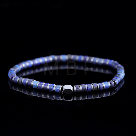 Dyed Natural Imperial Jasper & Synthetic Non-magnetic Hematite Beads Stretch Bracelets for Men EG0676-10-1