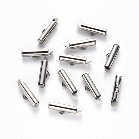 Tarnish Resistant 304 Stainless Steel Slide On End Clasp Tubes STAS-S115-01E-P-1