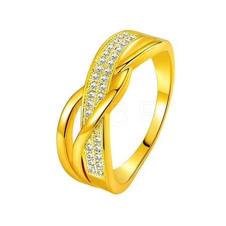 Brass Micro Pave Cubic Zirconia Finger Rings for Women FS-WG5E550-01-1