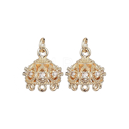 Brass Micro Pave Cubic Zirconia Multi-Strand Links X-KK-B133-06G-02-1