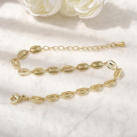 Brass Link Chain Bracelets for Women BJEW-K298-08G-1