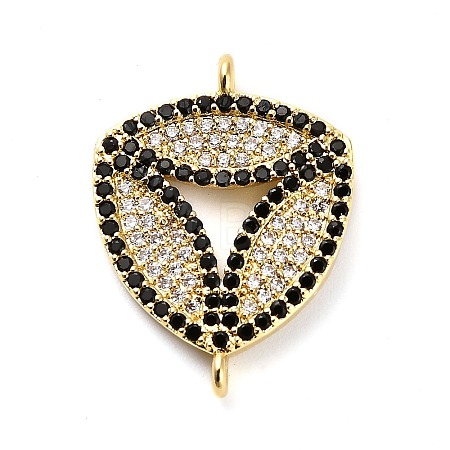 Brass Micro Pave Clear and Black Cubic Zirconia Triangle Connector Charms KK-L229-060G-1