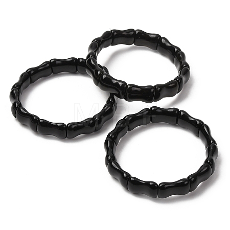 Bamboo Natural Obsidian Beads Stretch Bracelets for Women Men BJEW-K272-01O-1