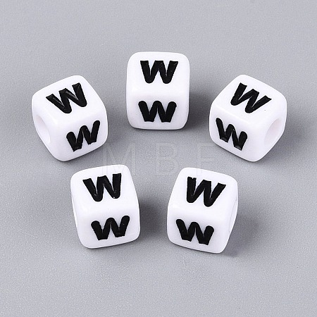 Opaque Acrylic Beads SACR-N020-04A-W-1