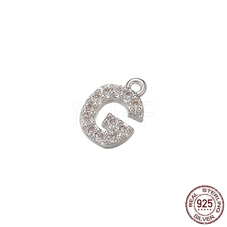 Real Platinum Plated Rhodium Plated 925 Sterling Silver Micro Pave Clear Cubic Zirconia Charms STER-P054-10P-G-1