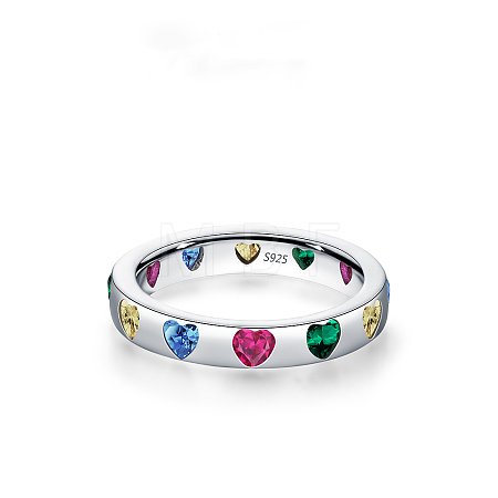 925 Sterling Silver Micro Pave Colorful Cubic Zirconia Finger Rings FS-WGC9F63-16-1