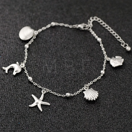 Bohemia Style Ocean Theme 304 Stainless Steel Anklets WG73A42-11-1