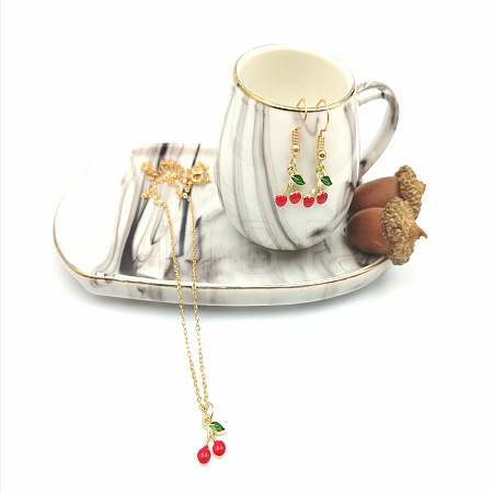 Fruits Alloy Enamel Pendant & Dangle Earrings Sets WGD4C05-01-1